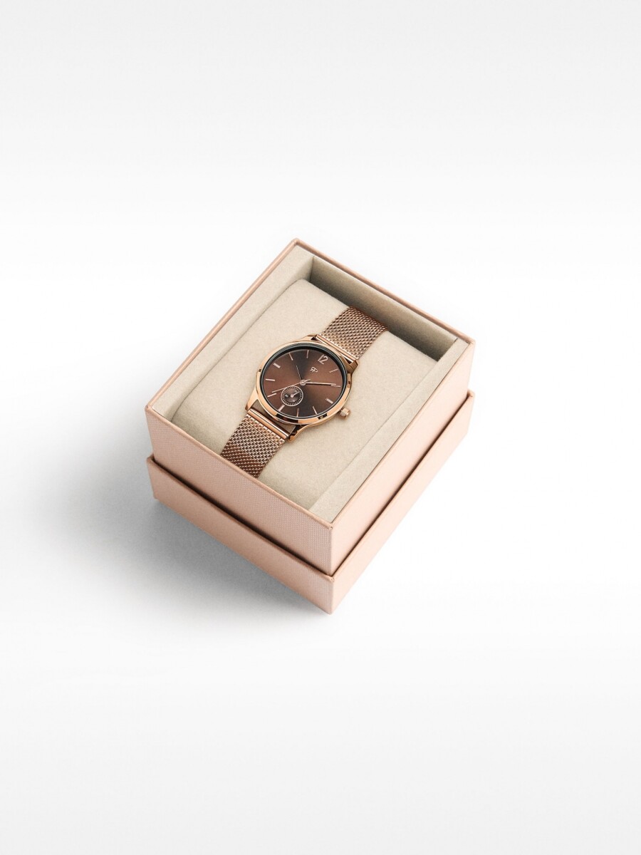Reloj Pulsera De Malla Metálica De Acero oro-rosa