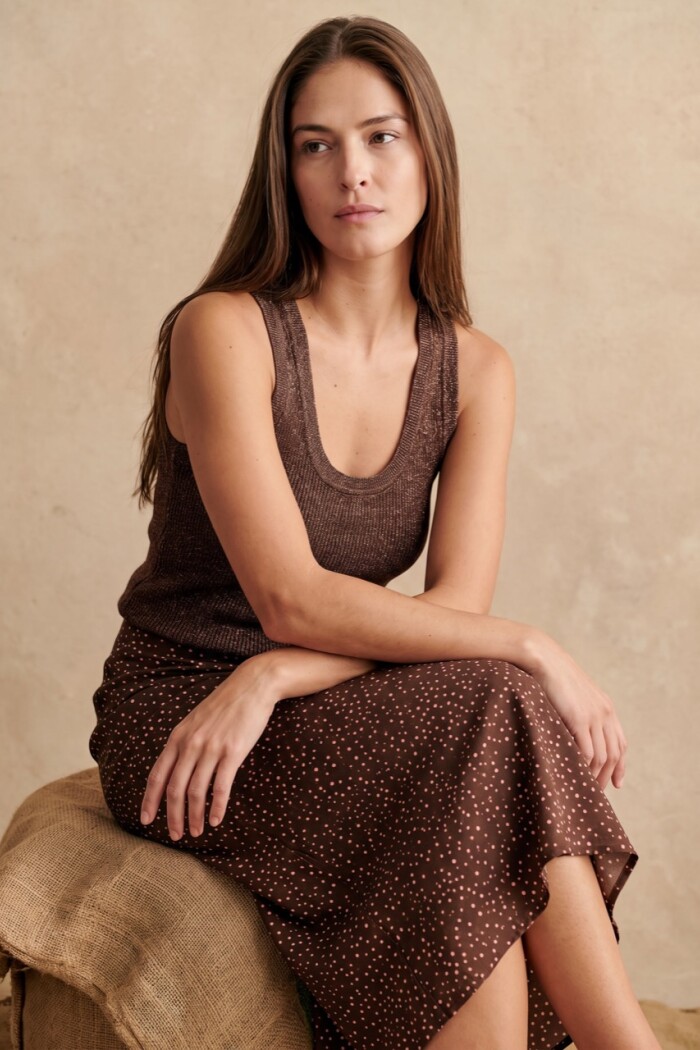 Top Tejido Lurex Chocolate