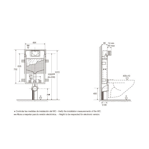 CISTERNA SOPORTE PARA MURO SOLIDO LOZA SANITARIA BLANCO MATE 000