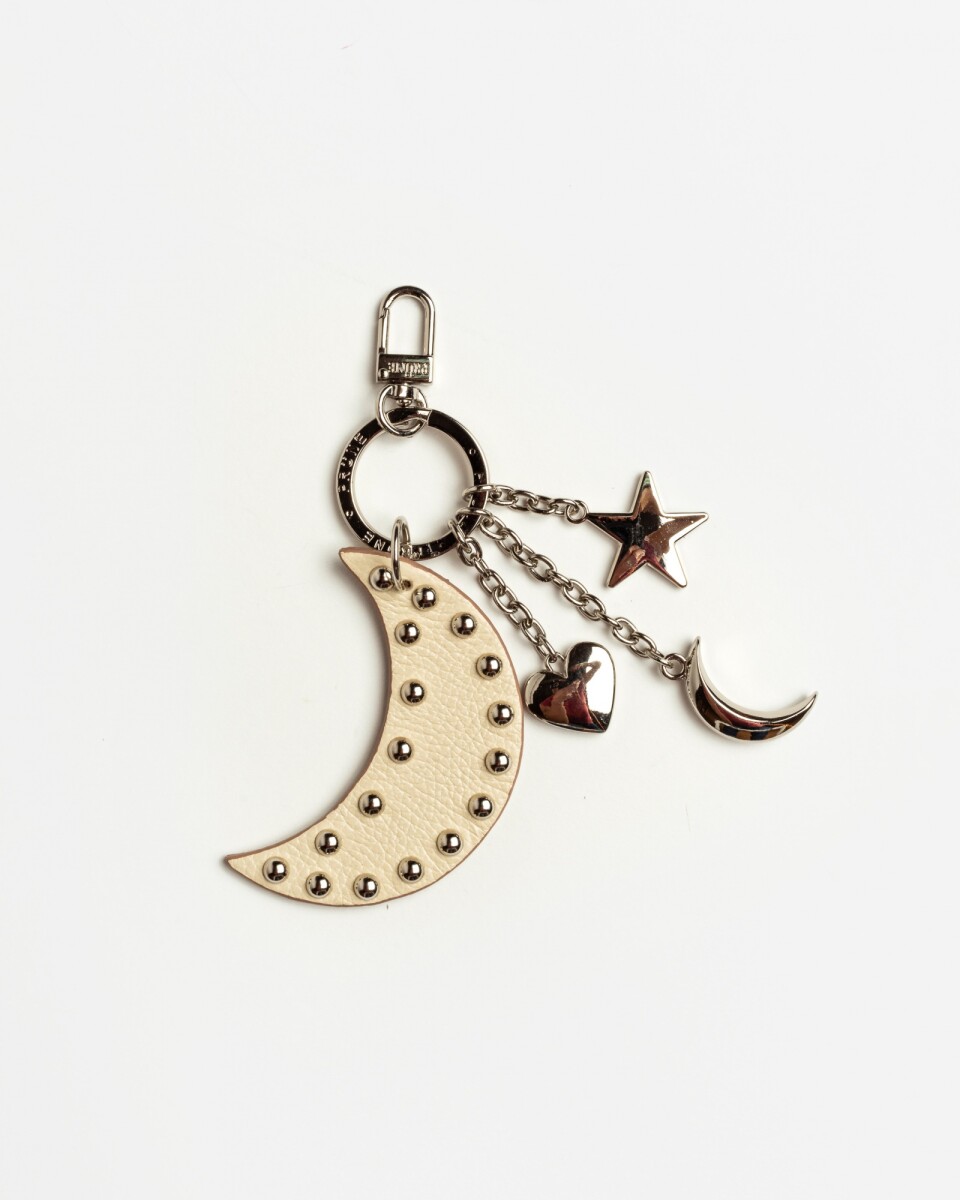 Llavero Starry Night En Cuero Graneado Napa - Natural 