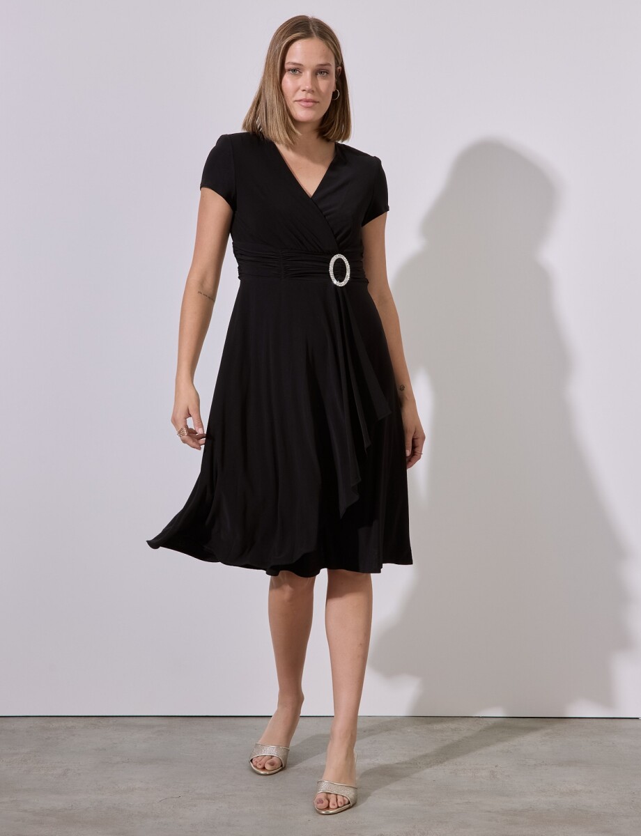 Vestido Aplique - Negro 