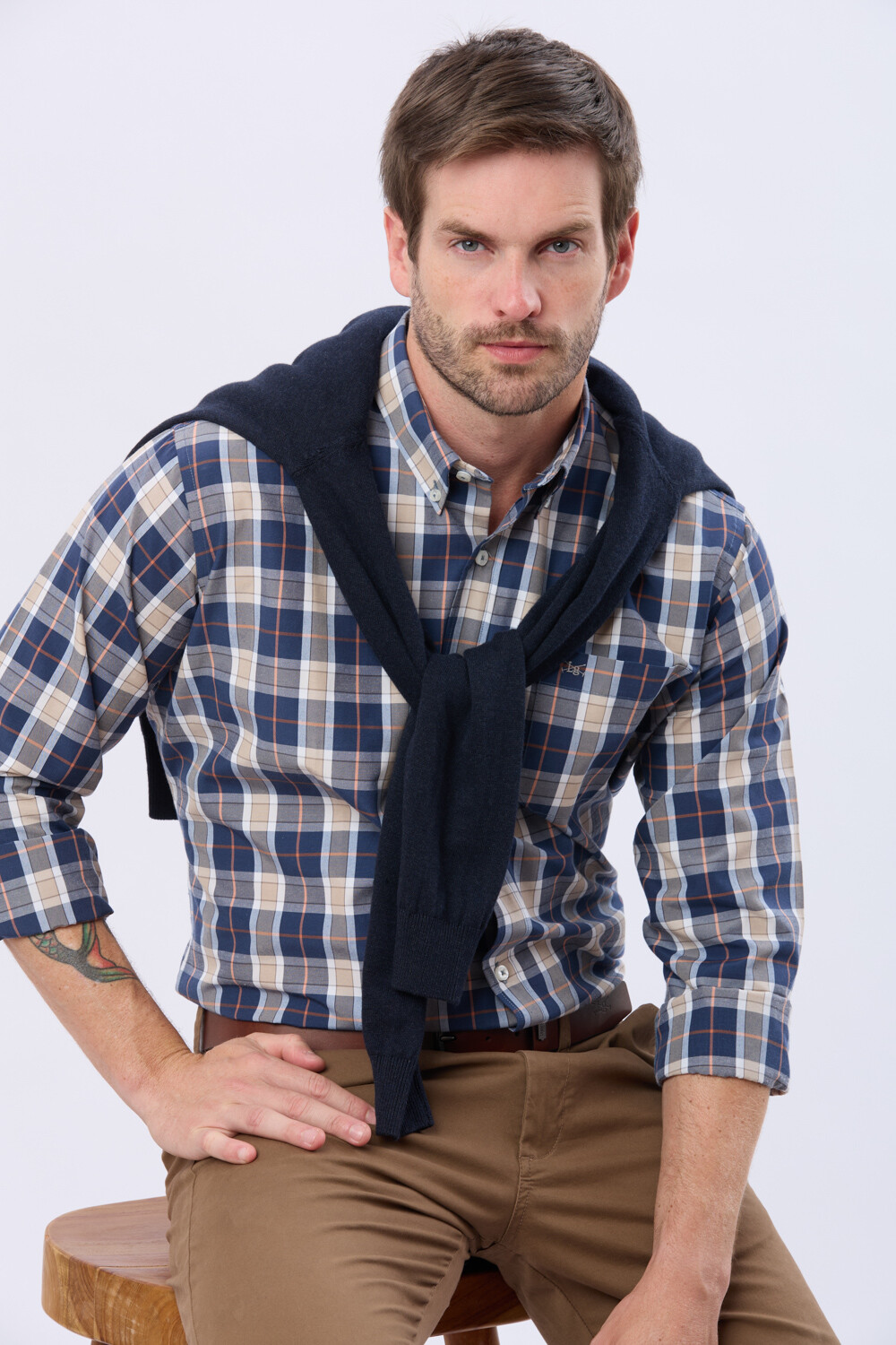 CAMISA SPORT A CUADROS Beige