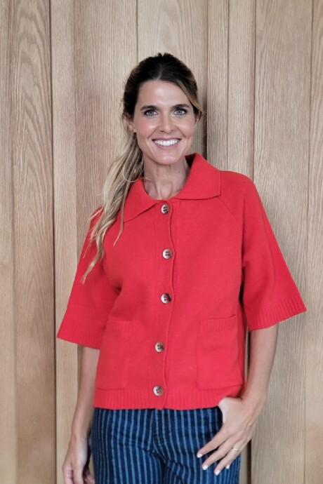 Cardigan Manchester Lambswool Rojo