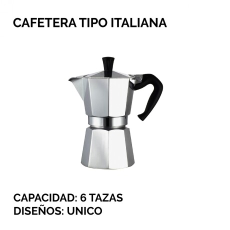 Cafetera Tipo Italiana 6 Tazas Aluminio Cafetera Tipo Italiana 6 Tazas Aluminio