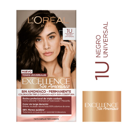 Tintura Para Cabello L'Oréal Paris Excellence Nudes No Amoniaco 1U Negro Universal Tintura Para Cabello L'Oréal Paris Excellence Nudes No Amoniaco 1U Negro Universal