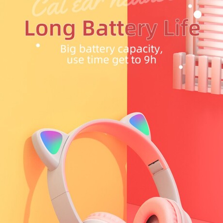 Auriculares Gato con Orejas Bluetooth Luces ROSA
