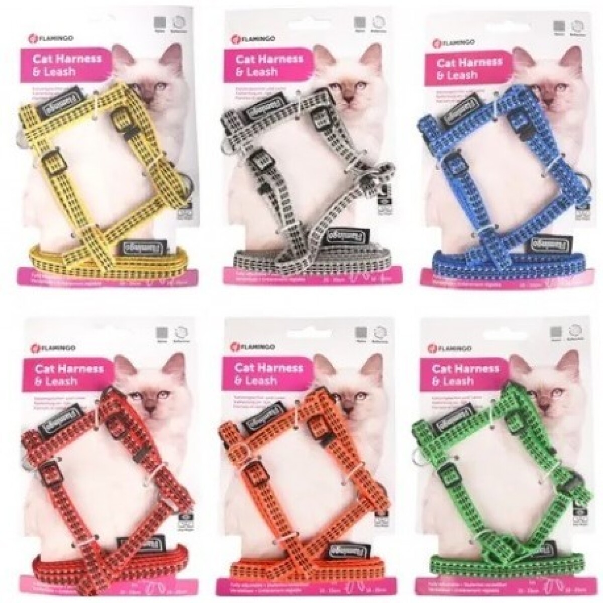 ARNÉS+RAMAL GATO BRIGHT MULTI 25/35CM 10MM 100CM ASSORTIMENT 