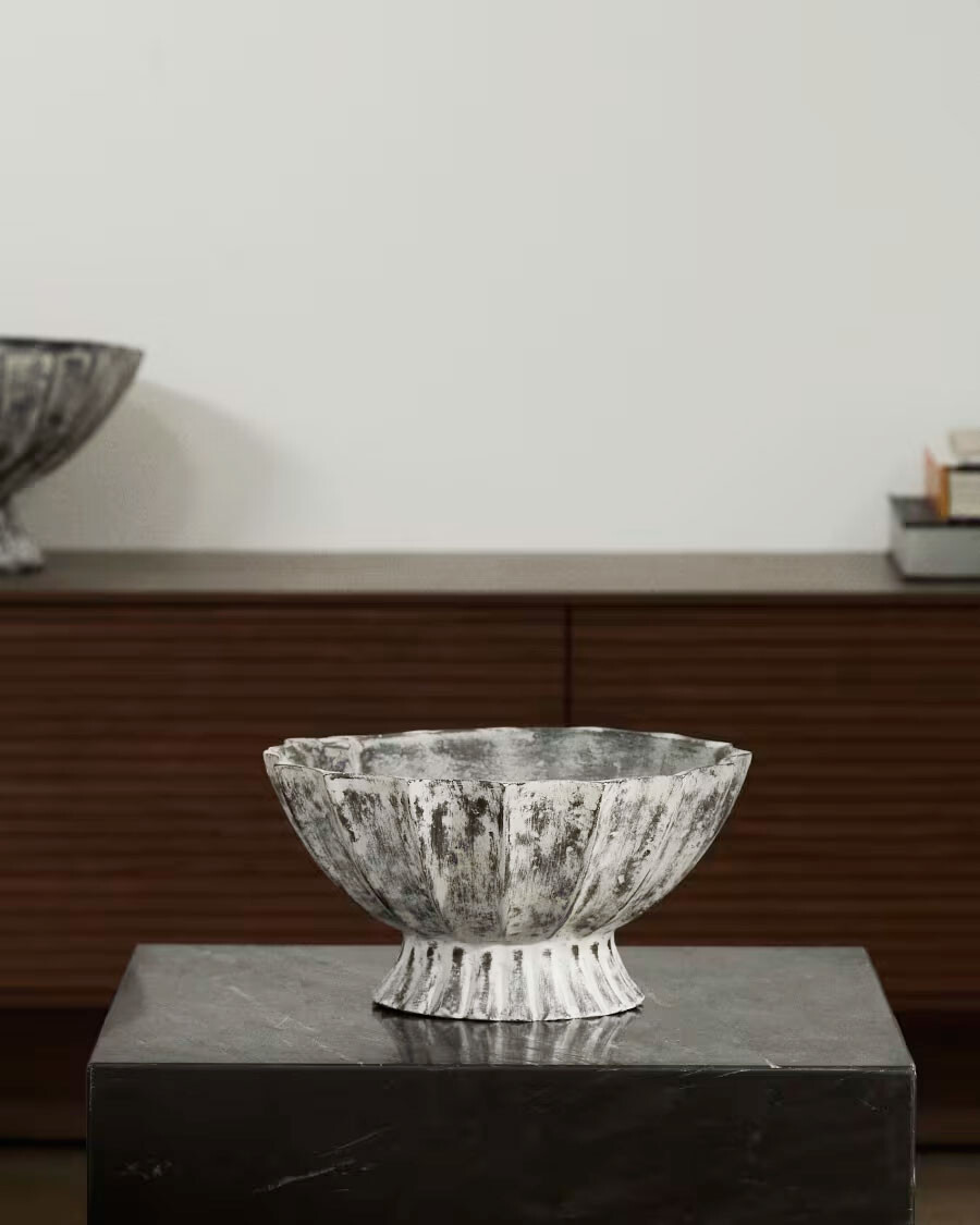 Centro de mesa Valura de papel maché gris Ø 26 cm