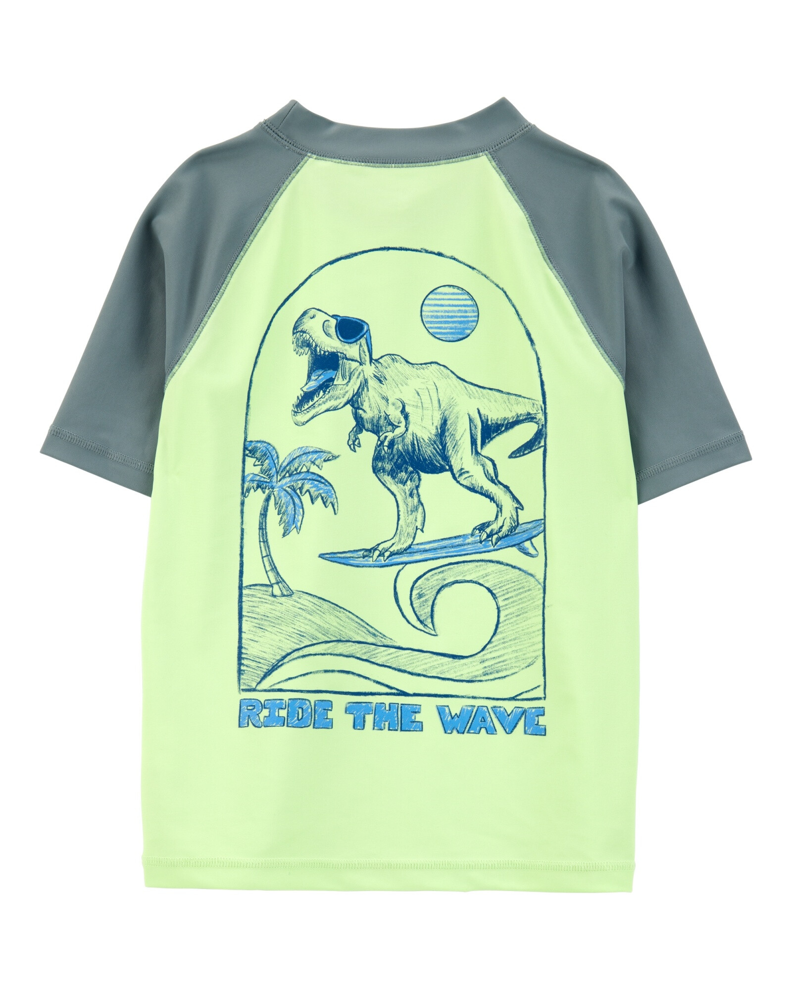 Remera de baño manga corta con protección UPF 50+, estampa dino Sin color