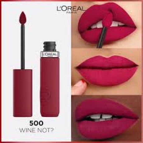 L'Oréal Paris, Infallible Le Matte Resistance, Labial Líquido Mate Larga Duración 16hr, Color Intenso con Ácido Hialurónico. 500 WINE NOT