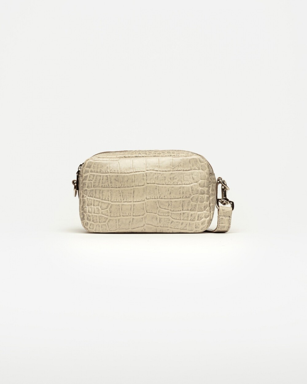 Bandolera New Eterial en Cuero Croco Shine Taupe