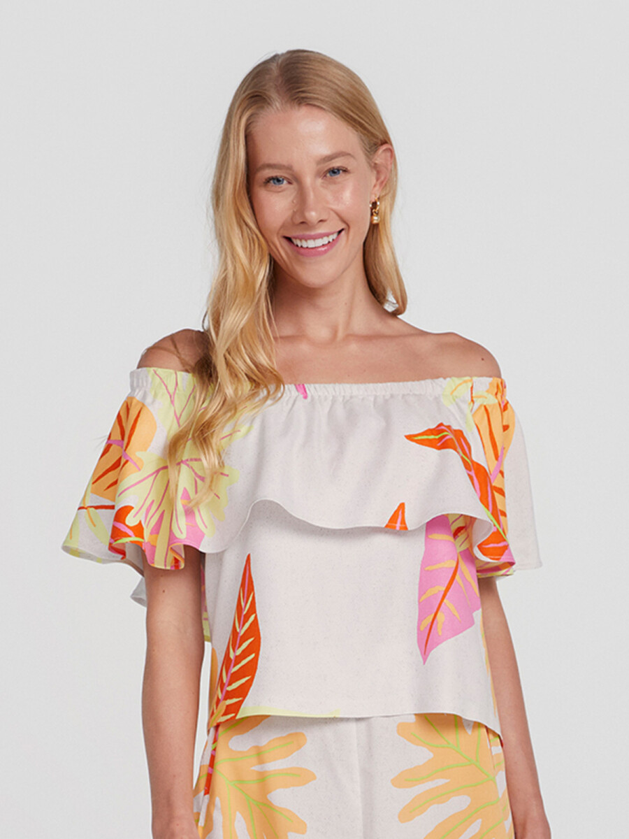 BLUSA FEMENINA ESTAMPADA - BLANCO 