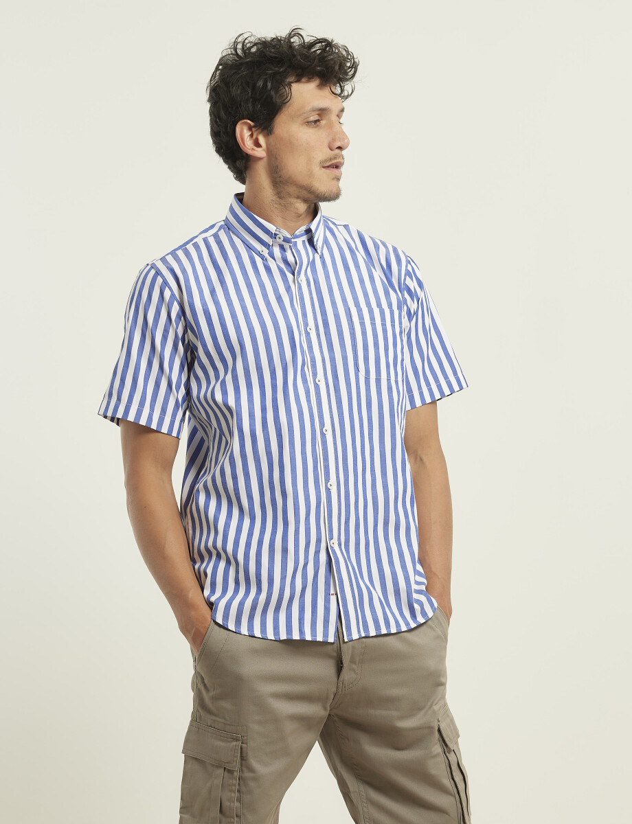 012530 CAMISA HARRINGTON LABEL Blanco/azul