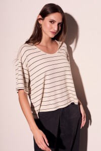 Remera Rayas Lino Arena