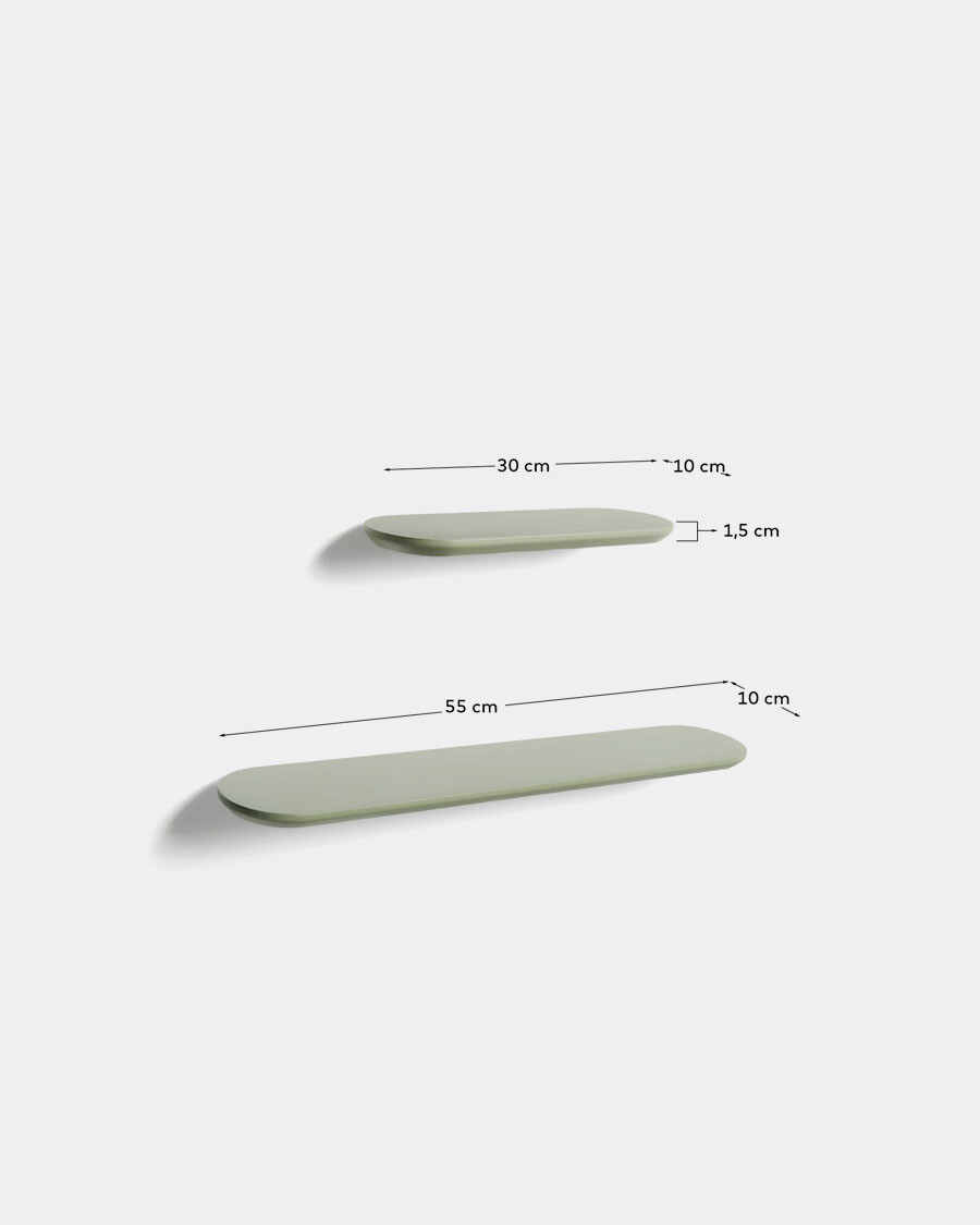 Set Arely de 2 estantes de MDF con acabado lacado verde 30 cm / 55 cm