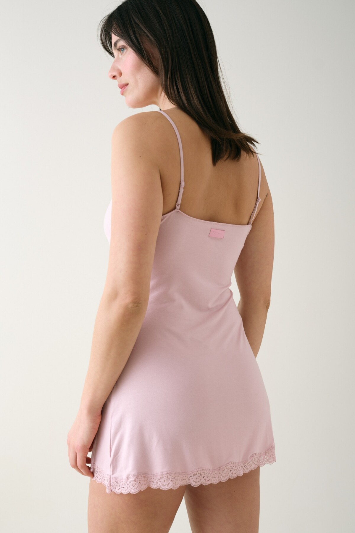 Camisón Encaje Viscosa Rosa Cuarzo