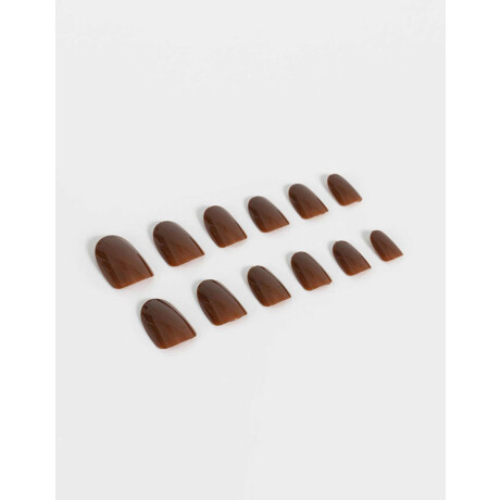 Uñas Postizas Efecto Gelly, Súper Suaves, Cómodas Y Flexibles. De Larga Duración. Almendradas Marron Chocolate