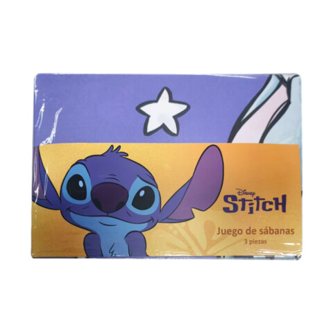 Juego Sábanas Infantil Stitch 1 Plaza 100% Microfibra LILA