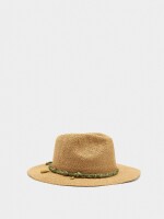 Sombrero Efecto Rafia Con Cordón Y Charms natural