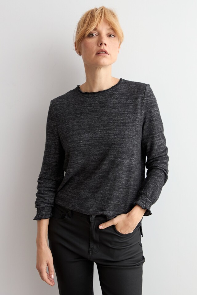 Media polera texturada gris melange