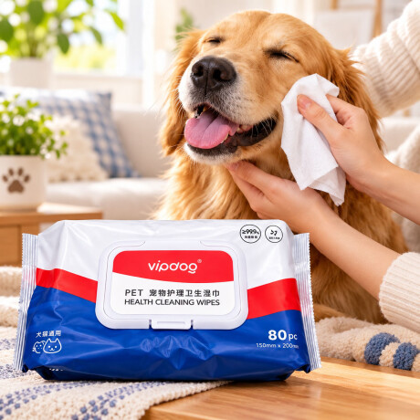 Toallitas Húmedas Mascota Descartable Vipdog 80u Sin Alcohol Blanco