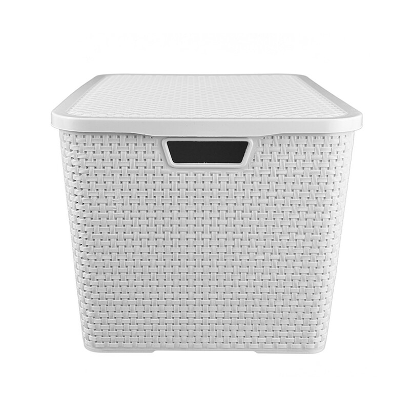 Set x2 Caja ratán 40 lts BLANCO