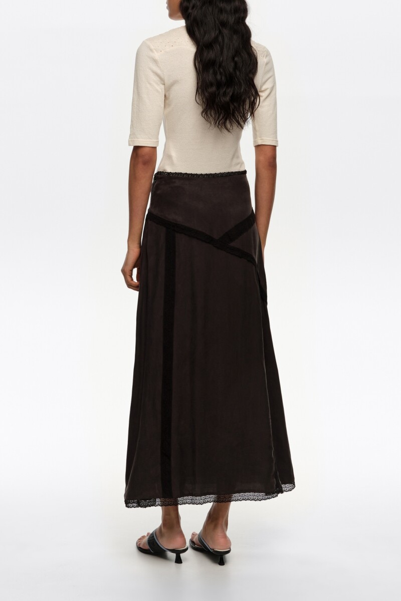 FALDA MIDI ENCAJE Negro