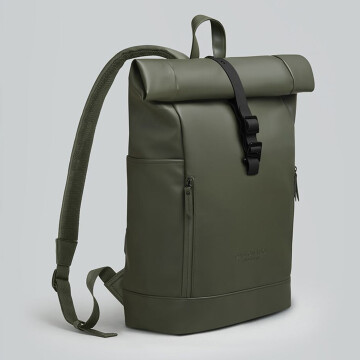 Mochila Gastón Luga Rullen C/Roll-top Notebook Laptop 16" Color Verde Oliva