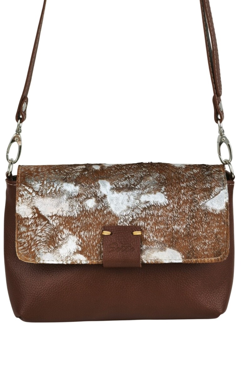 Morral con solapa combinado chico Marrón