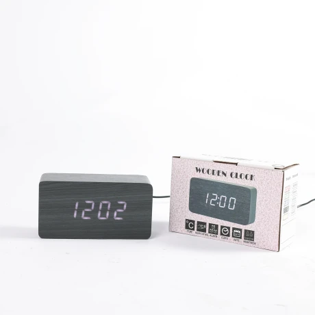 RELOJ DESPERTADOR CON FECHA Y TEMPERATURA SIMIL MADERA NEGRO RELOJ DESPERTADOR CON FECHA Y TEMPERATURA SIMIL MADERA NEGRO