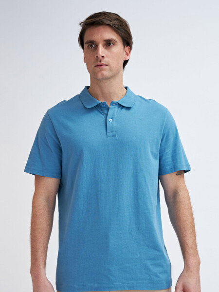 Camiseta manga corta polo Azul Piedra