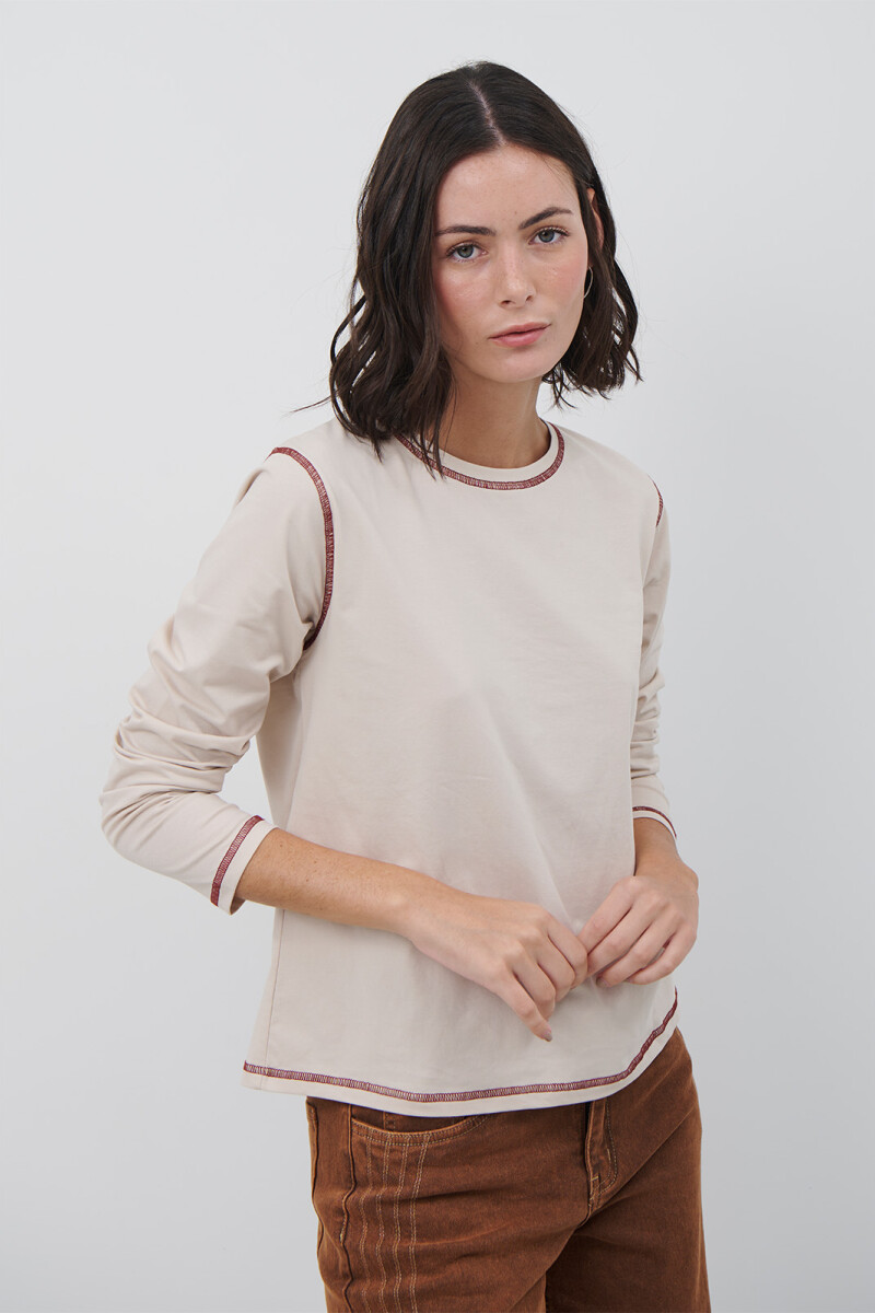 REMERA COTTON M/L BEIGE