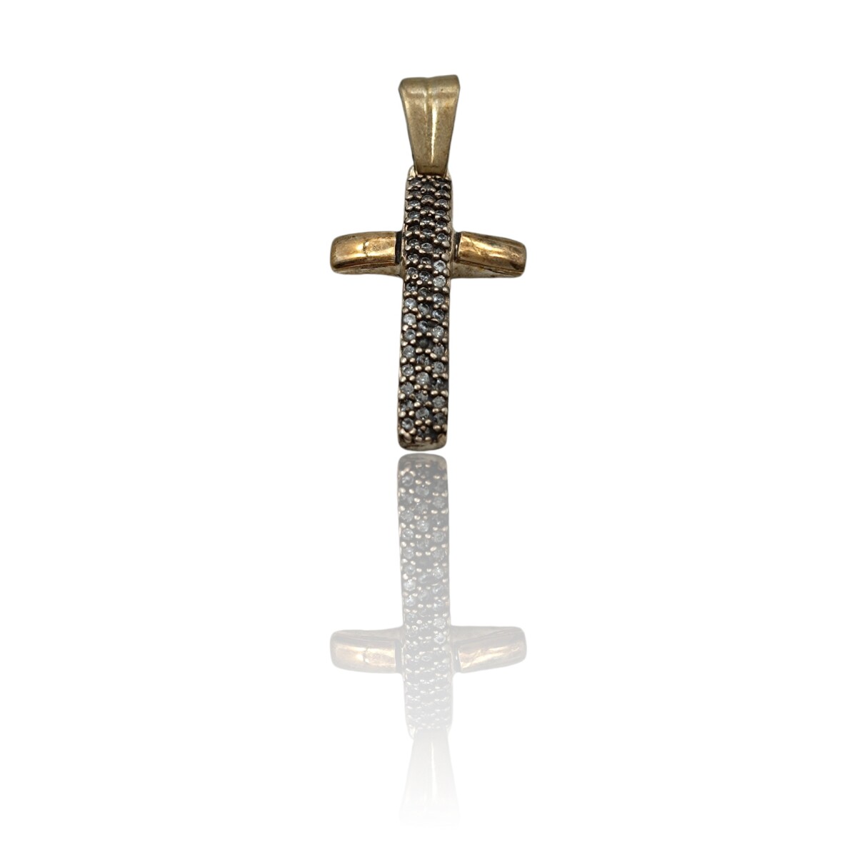 Dije Cruz-Plata 925 y Oro-Piedra Zirconia-CP5323 - conpiedra 