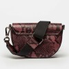 Mini Bag The Circle En Cuero Grabado Snake Metalizado Bordeaux