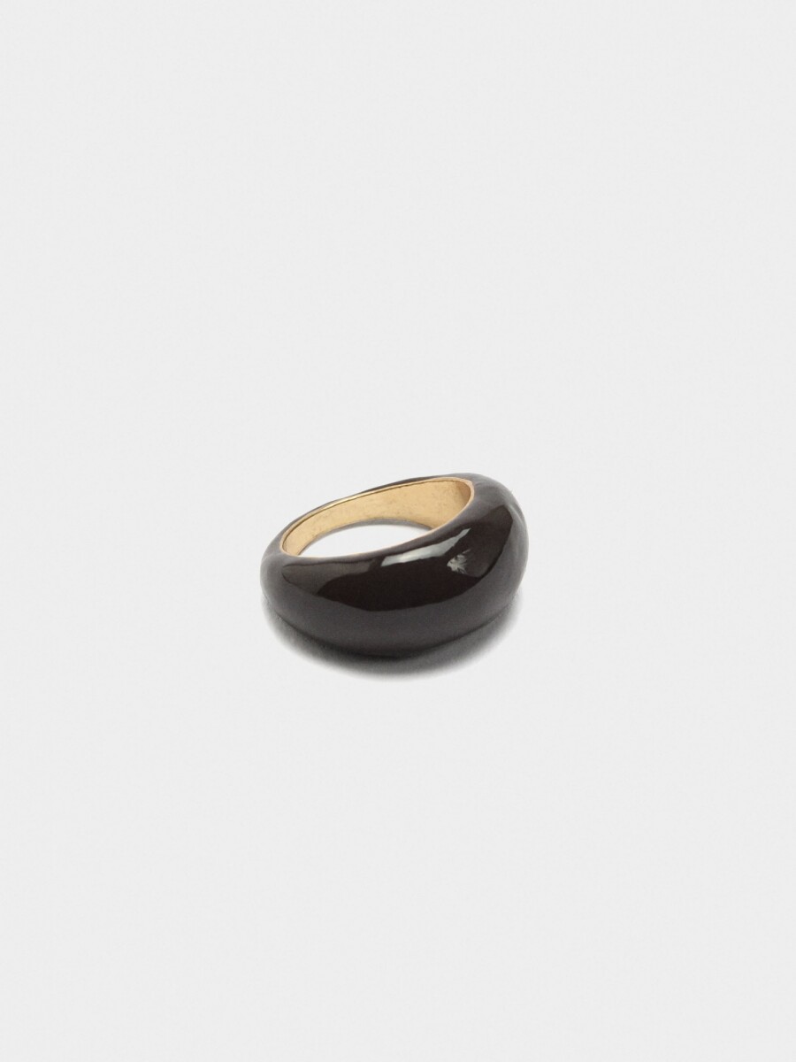 Anillo Redondeado Con Esmalte marron