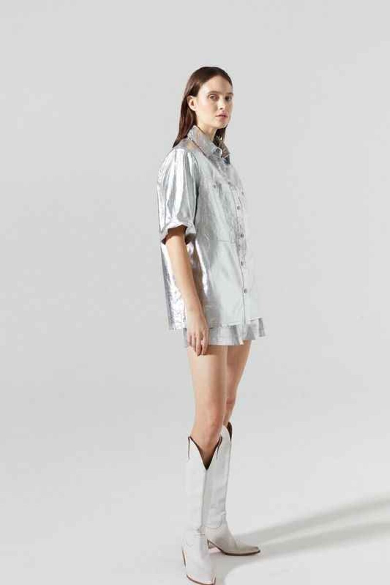 Soho Metallic Linen Shirt Plata