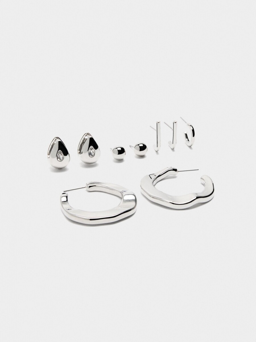 Set De Pendientes Y Aros plateado
