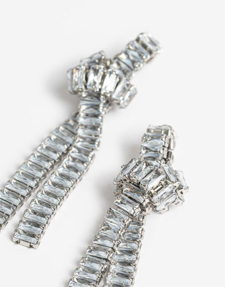 Aros Colgantes Largos Strass Aros Colgantes Nudo Strass - Cristal