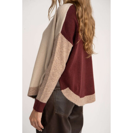 Sweater Color Block Bordeaux