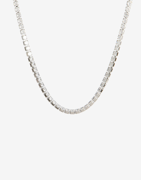 Collares Cortos Piedras Collar Tennis De Acero Con Cubic - Plateado