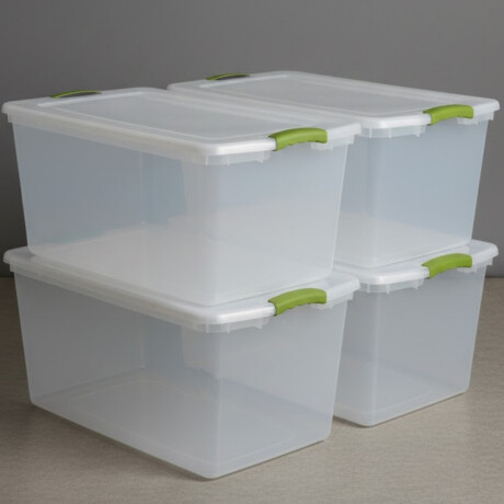 Set x4 caja organizadora 61 lts Wenbox TRANSPARENTE
