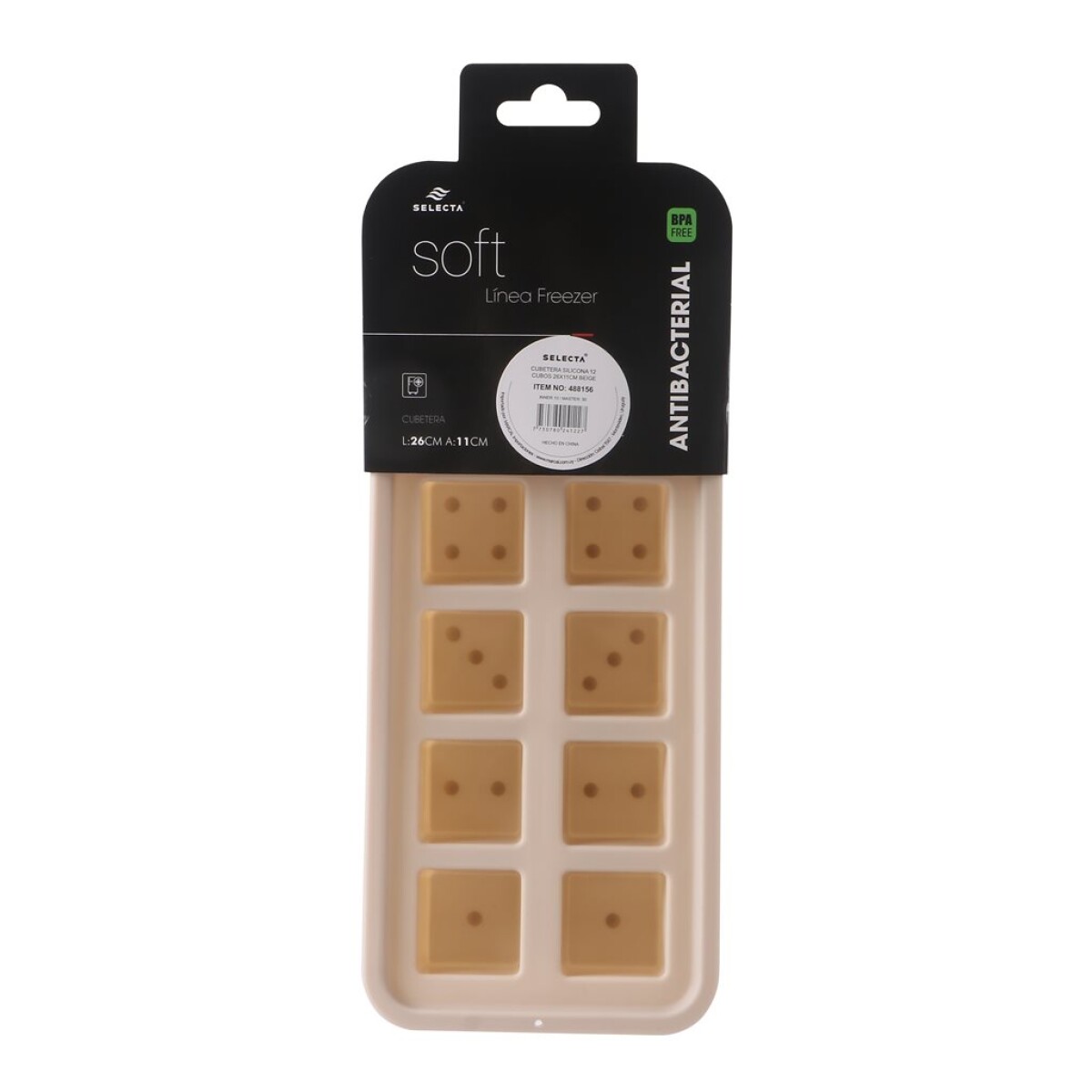 CUBETERA SILICONA 12 CUBOS 26X11CM BEIGE 