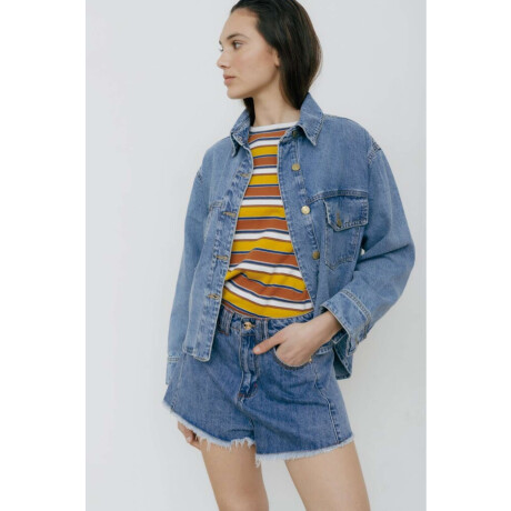 CAMPERA COURO JEAN SIMPLE Azul