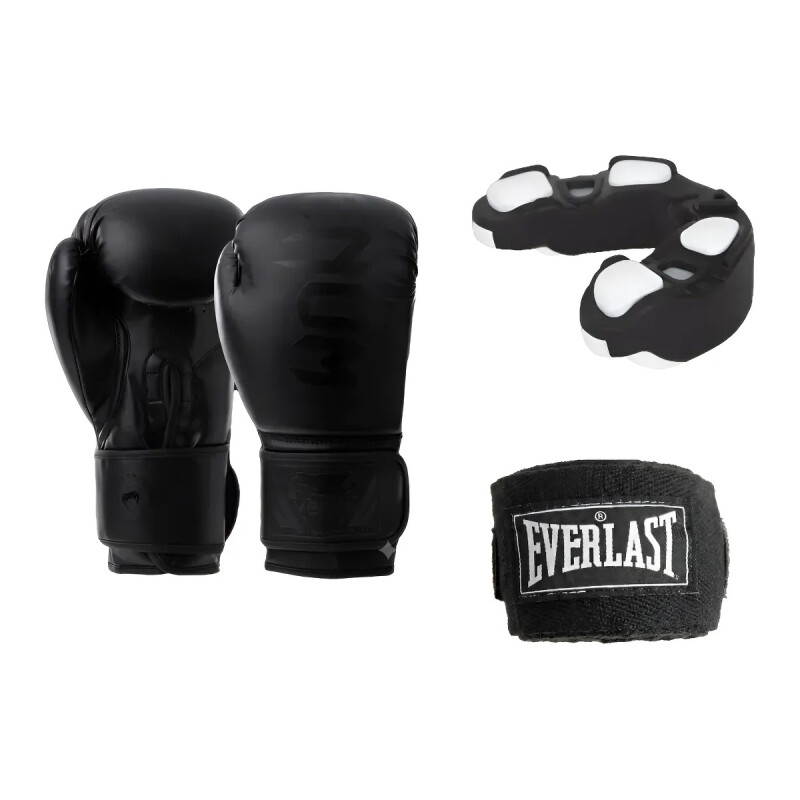 KIT DE BOXEO 3 PIEZAS BUCAL + VENDA + GUANTES 12 OZ NEGRO KIT DE BOXEO 3 PIEZAS BUCAL + VENDA + GUANTES 12 OZ NEGRO