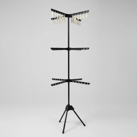 Tender 3 Niveles Vertical 155cm Ahorra Espacio con Broches Negro