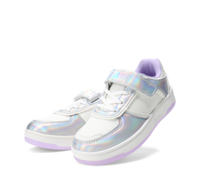 Championes de Niña MINI Miss Carol GAETAN Con velcro y cordones Blanco - Plateado