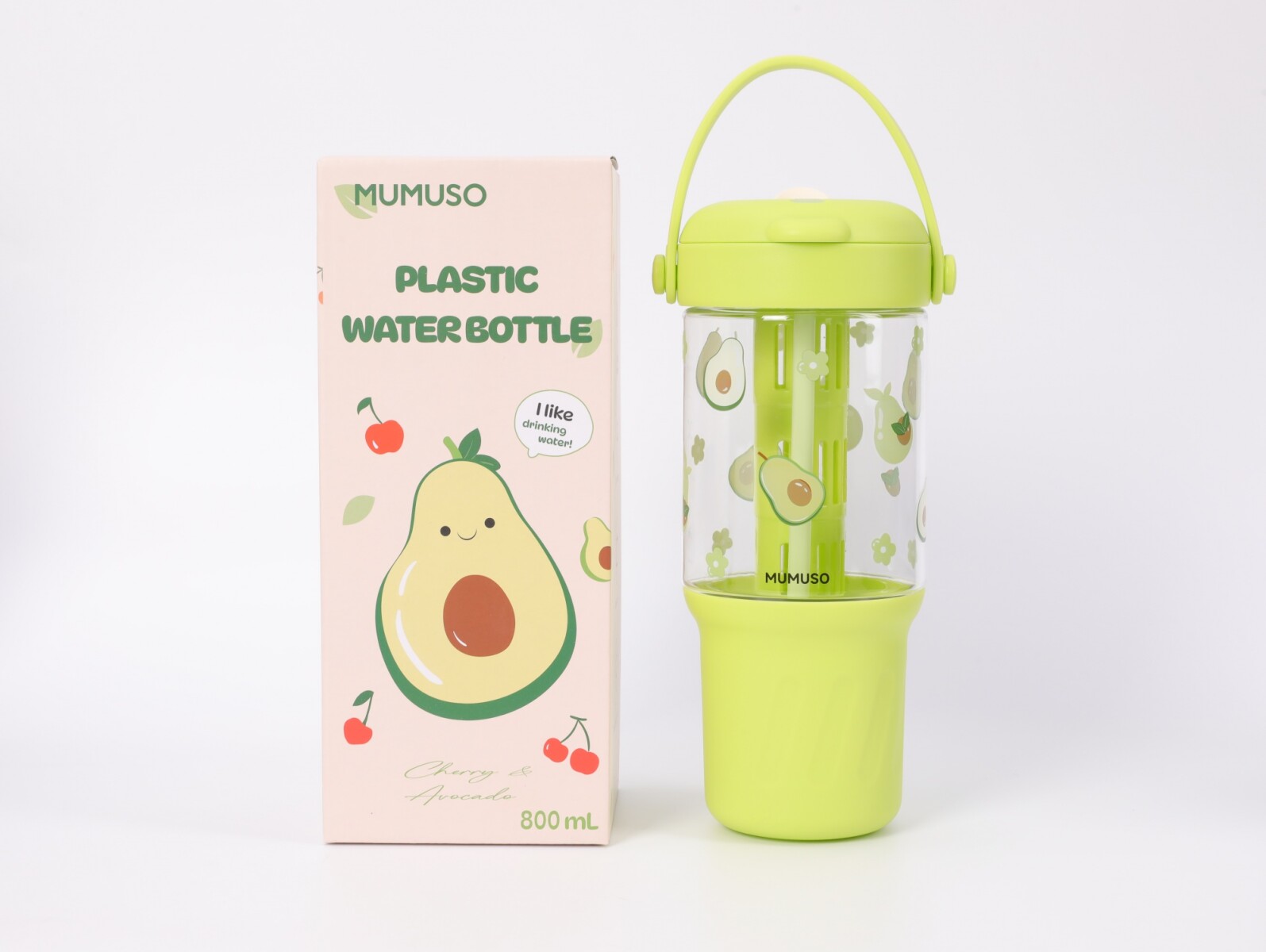 BOTELLA DE PLÁSTICO PORTÁTIL CON INFUSOR DE PALTA (VERDE/800 ML) 
