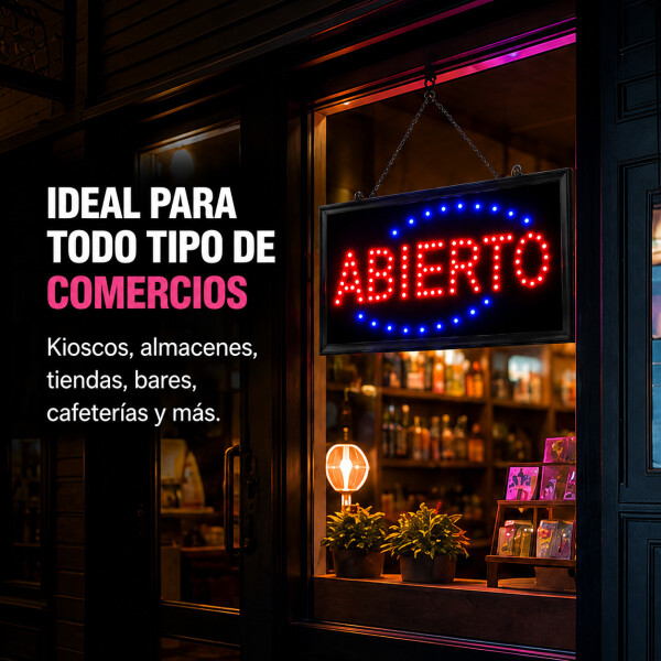 Cartel Luminoso Led Abierto 220 Volt Local Comercial Super Descentrado