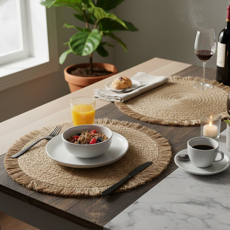 Individual redondo de yute Individual redondo de yute