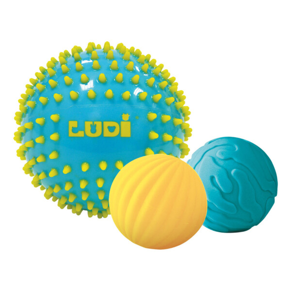 Set 3 Pelotas Sensoriales Juguete Bebe Primera Infancia Ludi Variante Color Azul